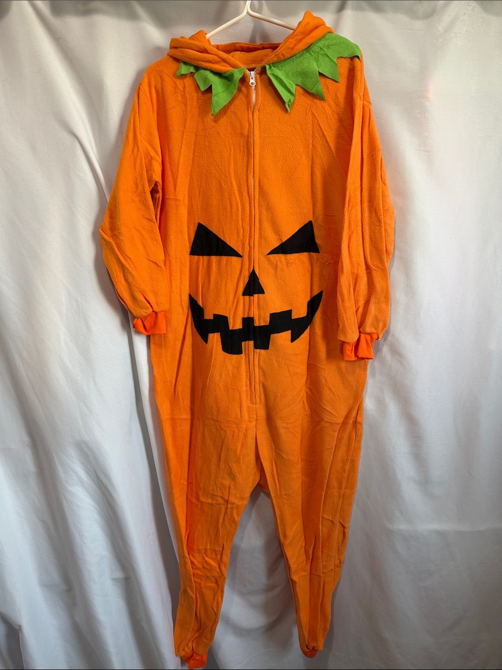 Women's Orange Pumpkin Hooded Onesie Costume